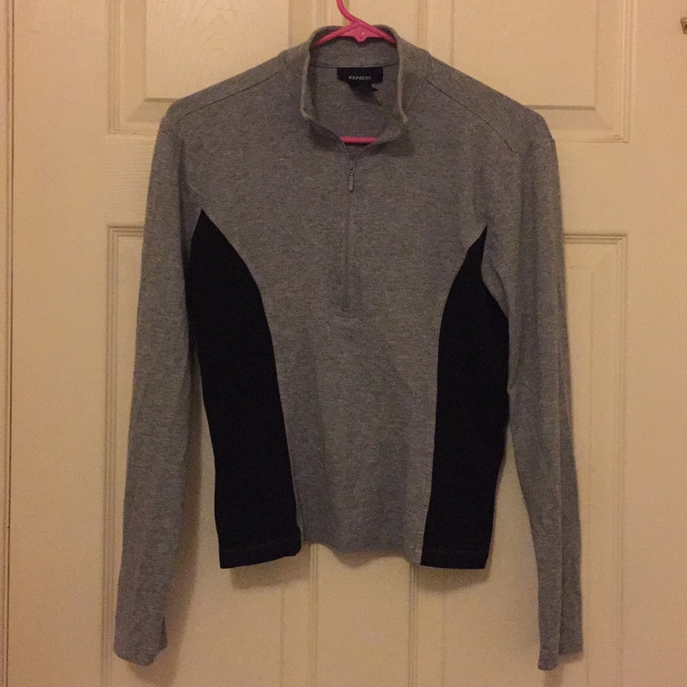 Gray and Black Athletic Top